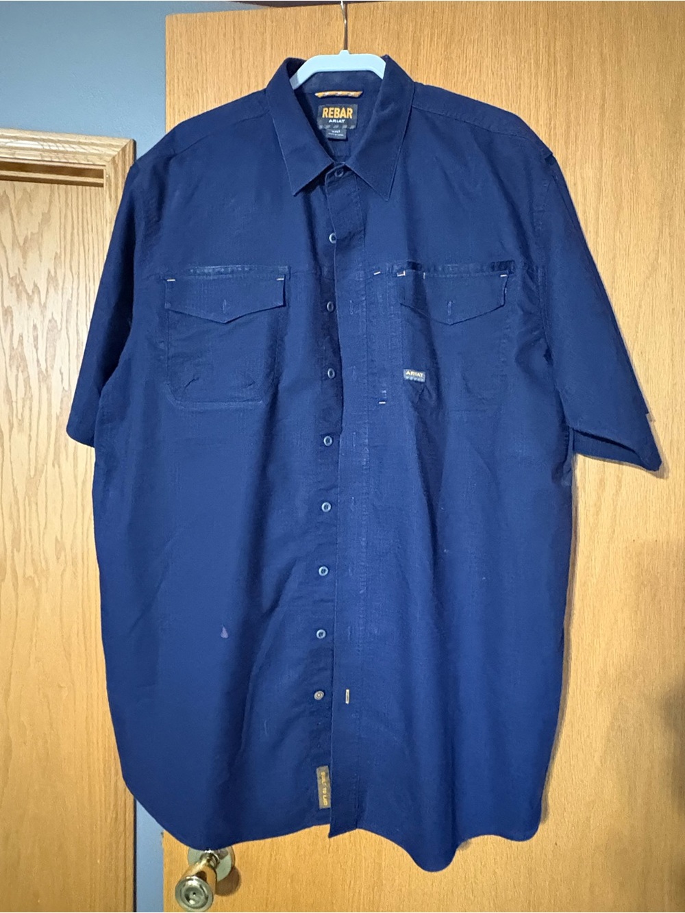 Ariat Men's Dark Blue Short-Sleeve Button-Up Work Shirt